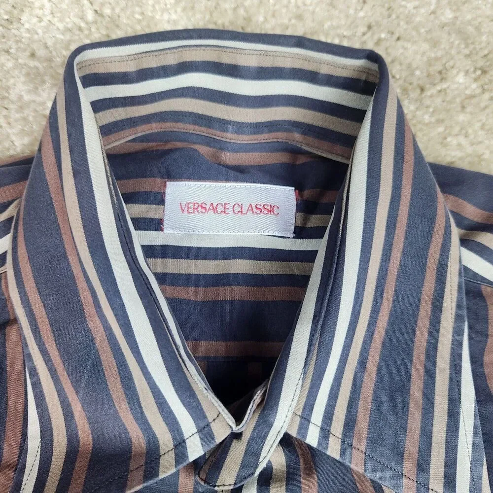 VERSACE CLASSIC LONG SLEEVE BUTTON DOWN SHIRT SIZE 15 38 PRE OWNED #605